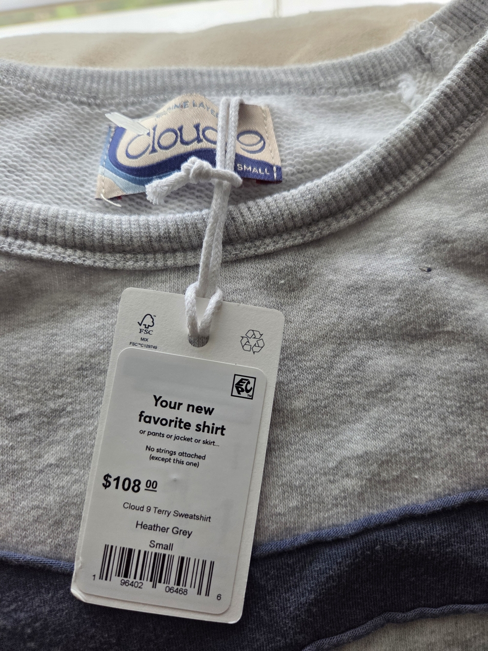 Cloud 9 Heather Grey Sweatshirt with Navy Trim